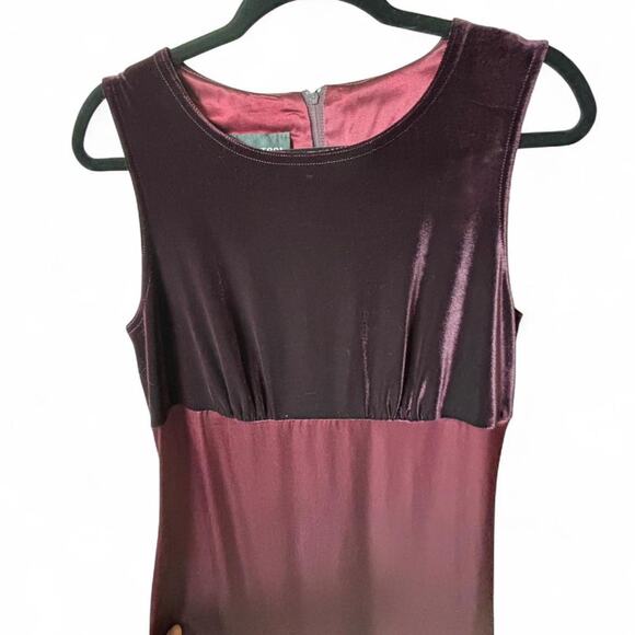 Vintage Byer Too! California Burgundy Velvet & Satin Maxi Dress Size 13 - Picture 3 of 8